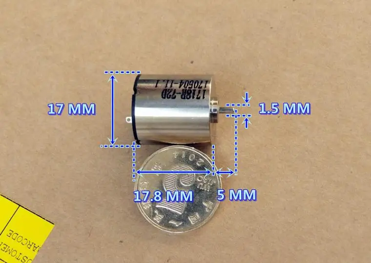 

Micro Coreless Motor Magnetic DC12V-24V High Speed Mute Large Torque Servo Copper Gear Steering Aviation Model 1718 Motor