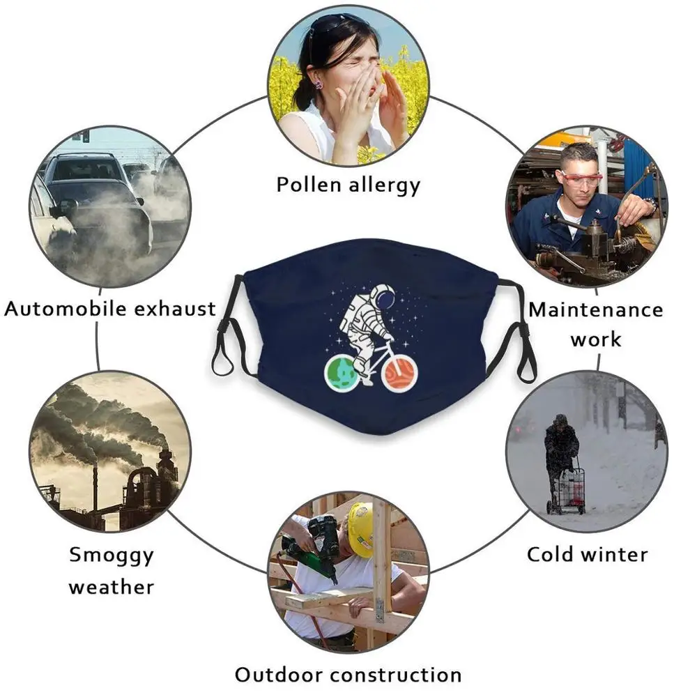 

Astronaut Riding Bicycle Dustproof Non - Disposable Mouth Face Mask Pm2.5 Filters For Child Adult Astronaut Riding Bicycle