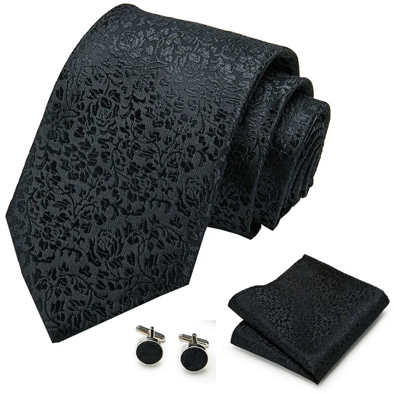 

Черный цветочный галстук Hanky запонки набор красный зеленый синий 8 см шеи галстуки для мужчин бизнес галстук Карманный квадратный Запонки Н...