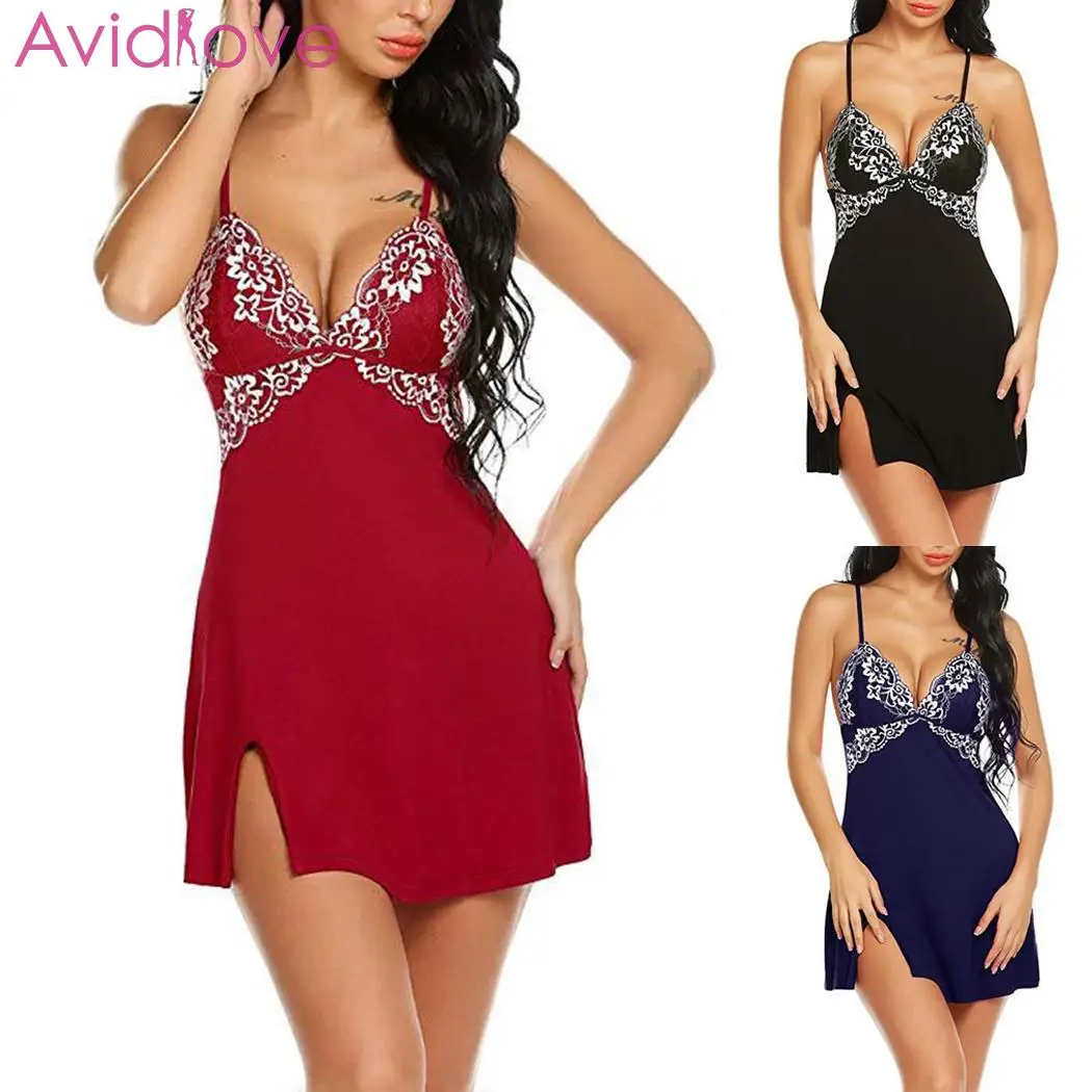 Женская сексуальная ночная рубашка кружевная ажурная Цветочная сорочка тонкая