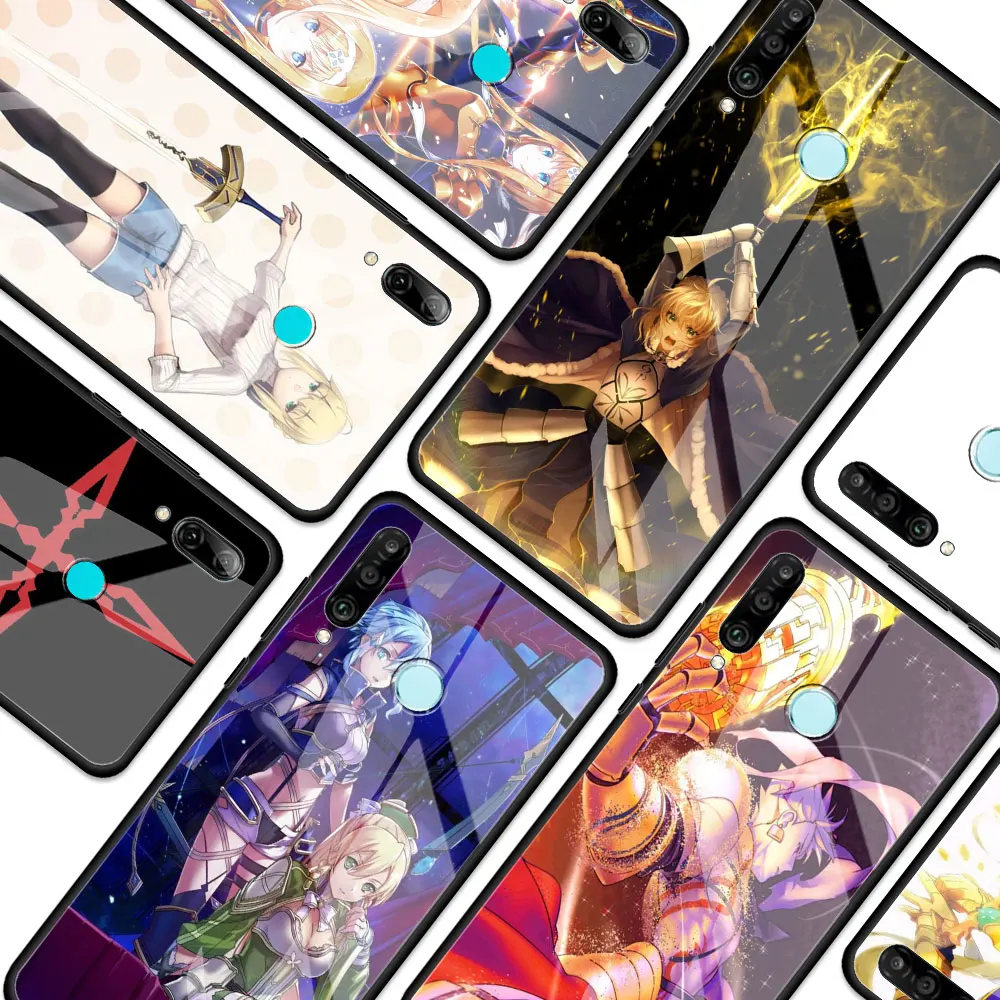 

Anime Fate Zero Stay Night Saber Glass Case for Huawei P30 P40 Pro P20 Lite P Smart Z Y7 Y9 Y9a Y6 2019 for Honor 20 8X 9X Cover