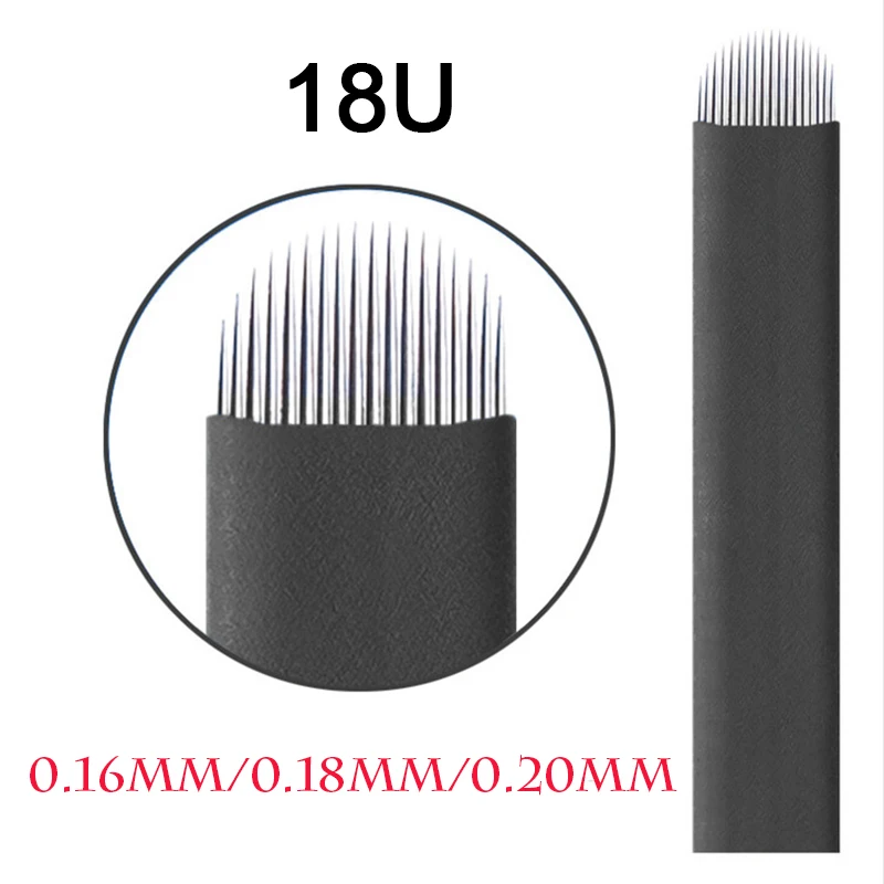 

Extremely Thin 0.16mm 18U-Shape Nano Microblading needle blade tattoo needles for 3D Permanent Makeup Eyebrow tebori pen agulhas