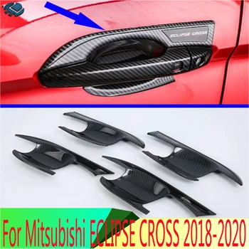 For Mitsubishi ECLIPSE CROSS 2018-2020 Carbon Fiber Style Door Handle Bowl Cover Cup Cavity Trim Insert Catch Molding Garnish