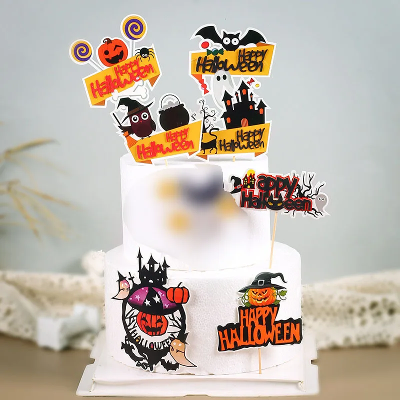 

1pc Cake Topper Halloween Witch Pumpkin Cake Decoration Trick or Treat Funny Baking Cake Toppers Halloween Party Favors