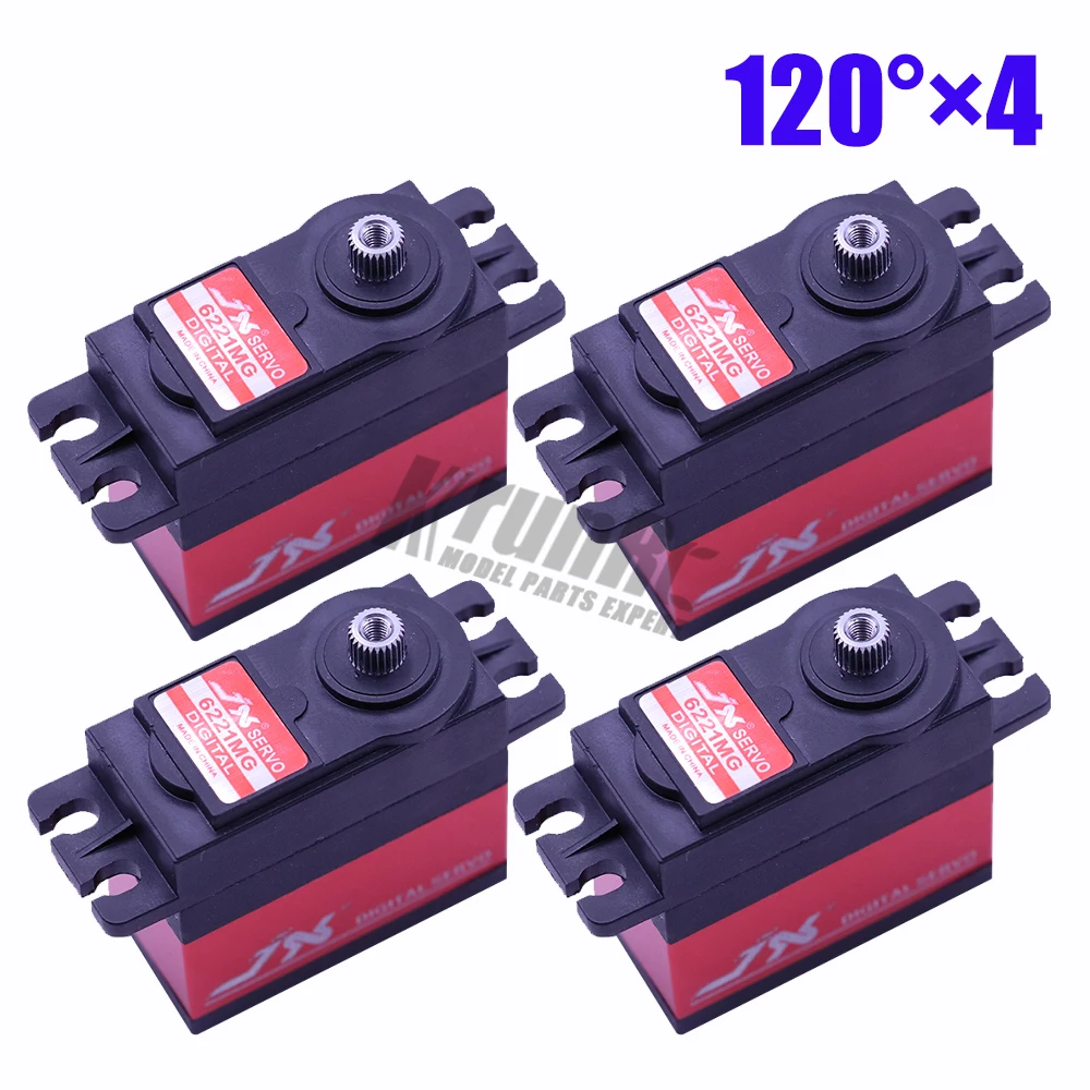 4 pcs 120 1/2/4 шт JX PDI-6221MG для детей до 20 кг по самой низкой цене, высокий крутящий момент цифровой сервопривод тигельные алюминиевые металлические шестерни для RC самолет, автомобиль, вертолет, части лодки - Цвет: 4 pcs 120