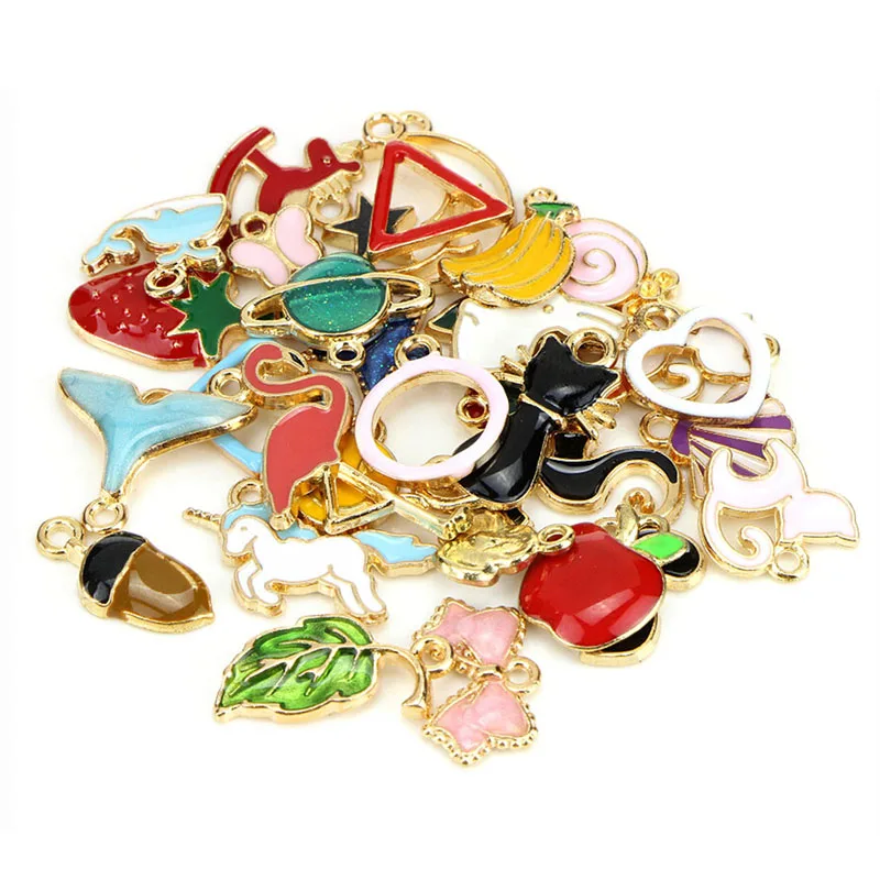 30 шт./компл. DIY ювелирных изделий животных фрукты Кот лист микс эмалевых бусин