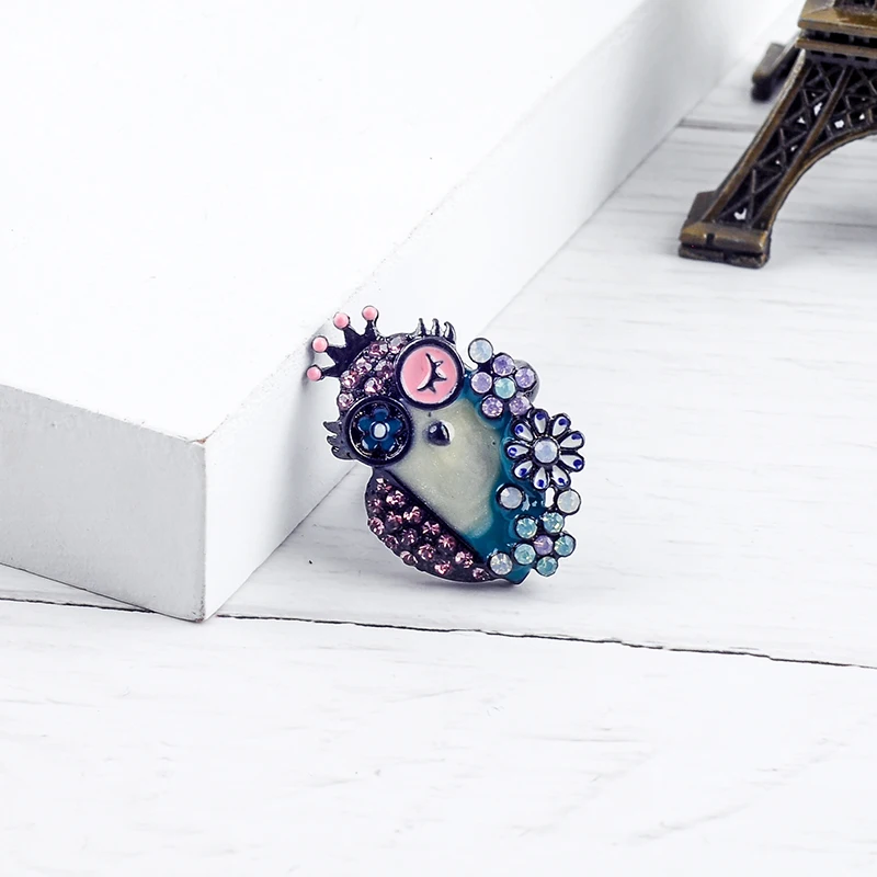 Винтажное богемное эмалированное кольцо с изображением милой совы для женщин