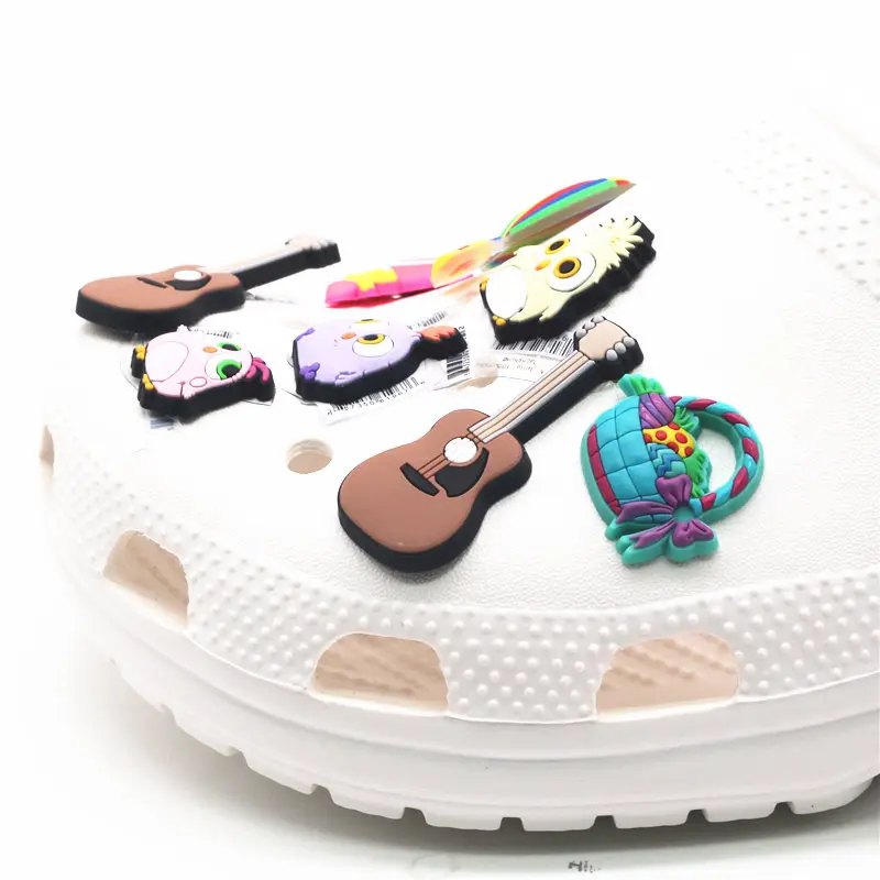 Original 1pcs Lollipop Shoe Croc Charms Chick Guitar Hot-air balloon PVC Shoe Decoration Accessories JIBZ fit Kids Party Gifts