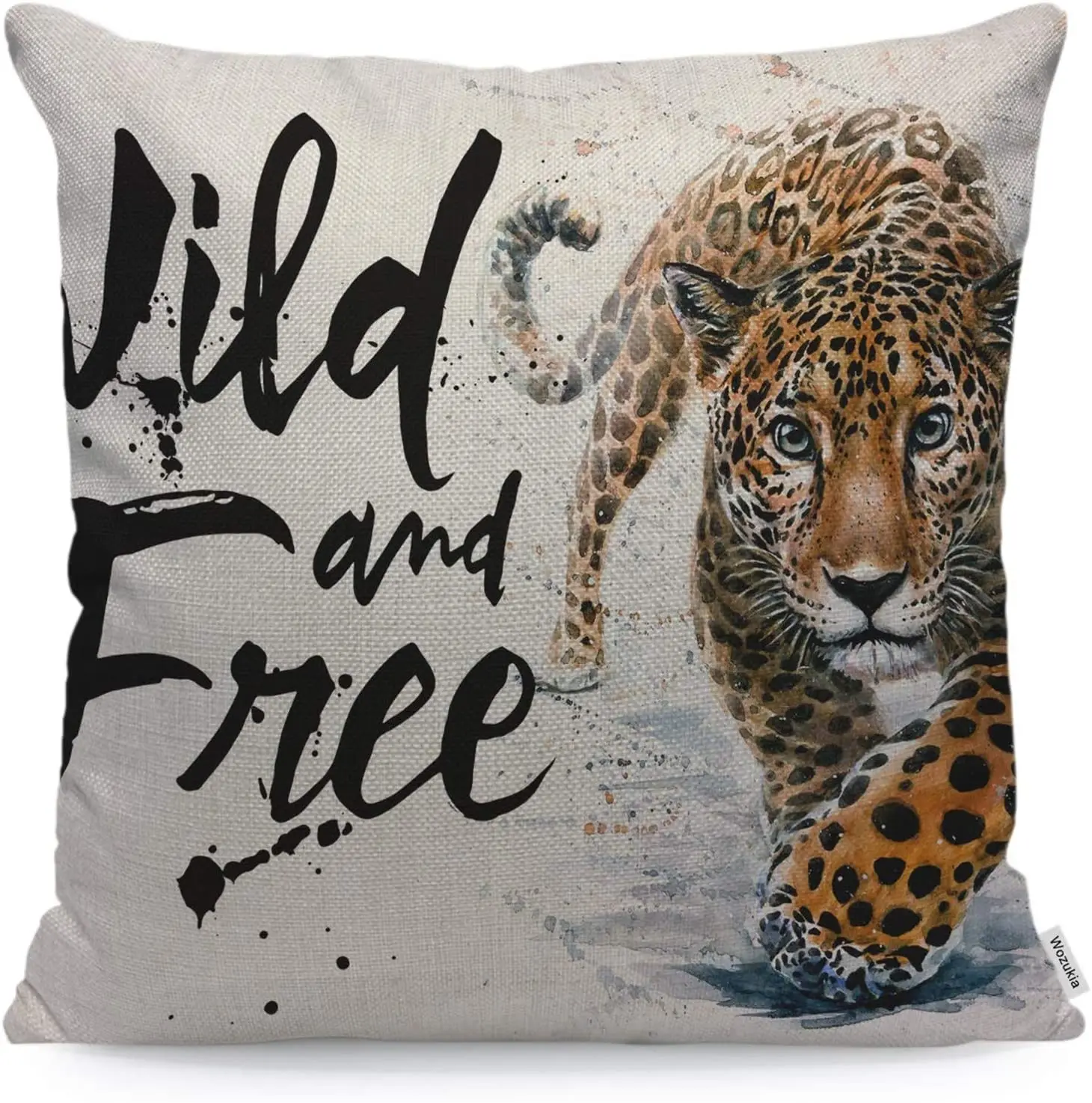 

Leopard hug pillowcase watercolor jaguar predator animal wildlife square pillowcase cushion cover boys and girls family cars