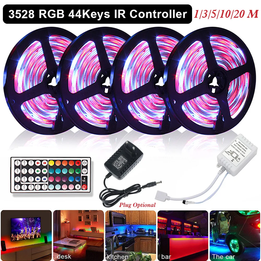 

Светодиодная лента s RGB Светодиодная лента 3528 SMD гибкая светильник вая лента, меняющая цвет, для домашсветильник щения, украшения для кухни, к...