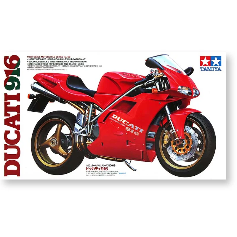 

Tamiya 14068 1/12 Scale Ducati 916 Super Bike Motorcycle Display Collectible Toy Plastic Assembly Building Model Kit