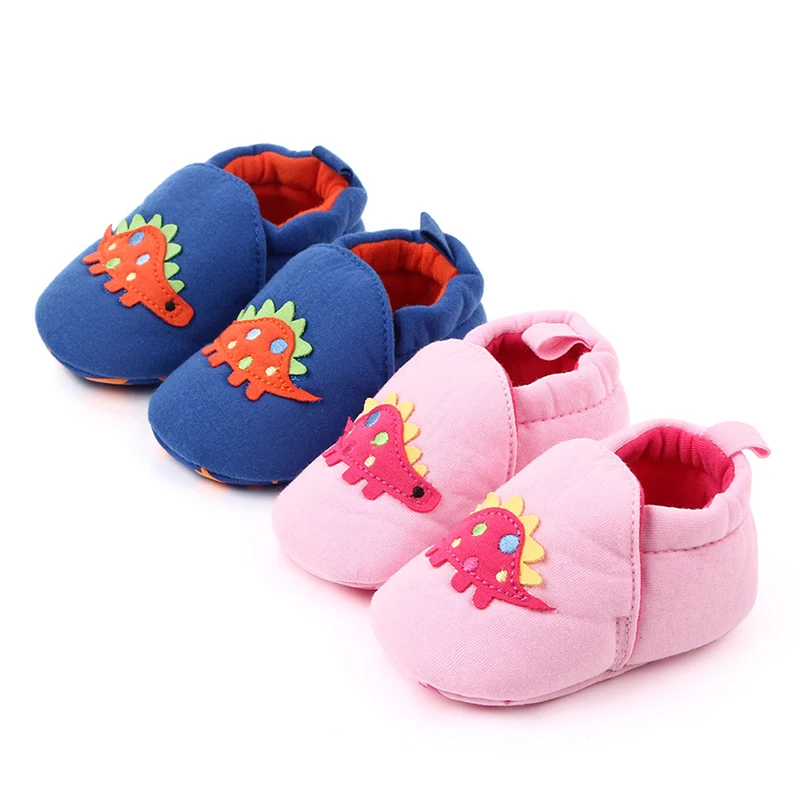 Infant First Walkers Baby Shoes Cotton Print Cartoon Dinosaur Toddler Kids Shoes Soft Sole Crib Sneaker 0-18M