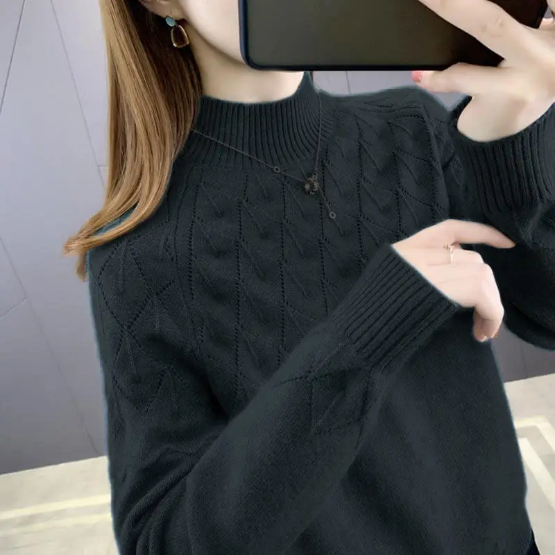 

2021 Autumn Winter Women Knitting Sweater Long Sleeves Round-neck Thick Warm Casual Solid Color Fashion Pullover Sweaters C12