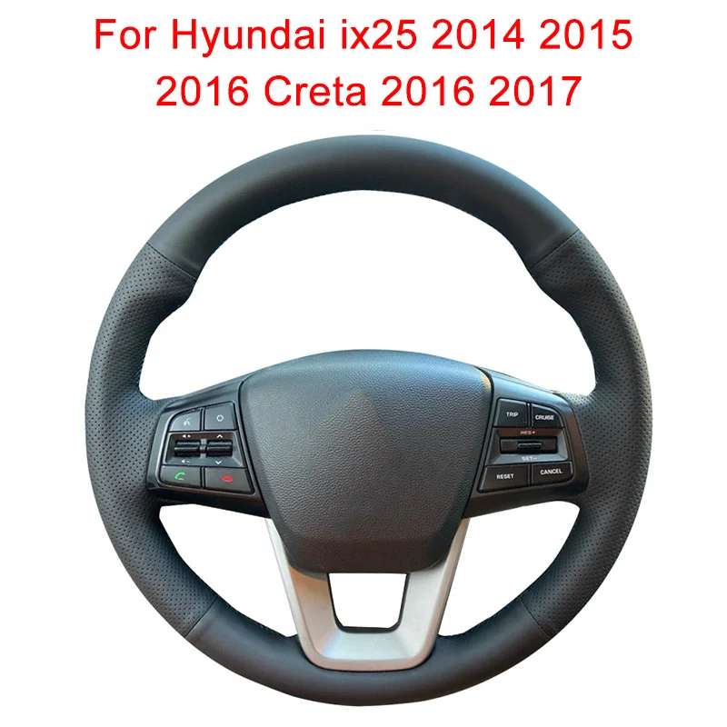 Чехол рулевого колеса автомобиля на заказ для Hyundai ix25 2014 2015 2016 Creta 2017 Кожаная