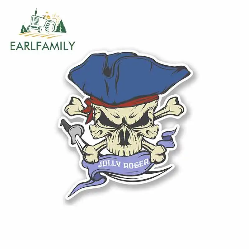 EARLFAMILY 13 см x веселый Roger череп пиратский флаг тонкой наклейка граффити наклейки