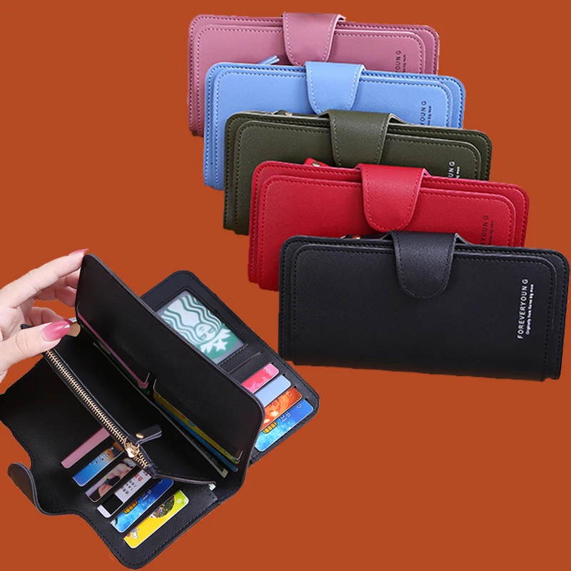 

Wallet For Women High Capacity Hasp Casual Card Purse Long Pu Fashion Standard 6 Color Money Clip With Interior Zipper Pocket