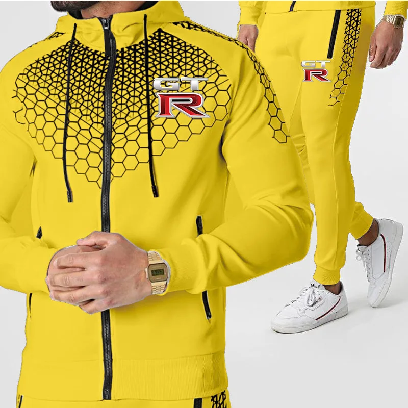 

2021 New Sports Zipper Pocket Hoodie Sweater Suit Men's Fall/Winter Trend Fashion Casual Sweater Suit