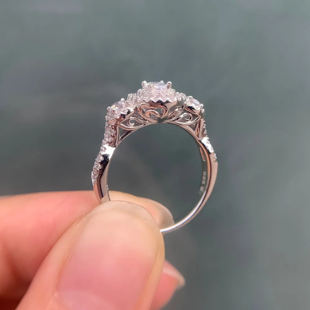 Wuziwen Halo Oval Round Cut AAA Zircon 925 Sterling Silver Wedding Ring Set For Women Engagement Promise Rings Jewelry