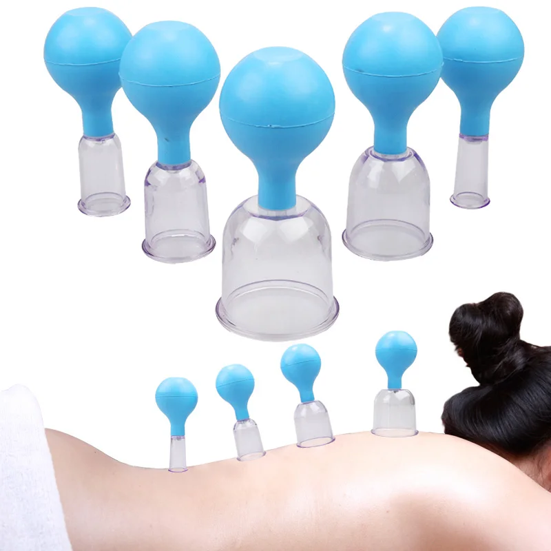 Вакуумные чашки-банки в комплекте резиновая головка стекло антицеллюлитный