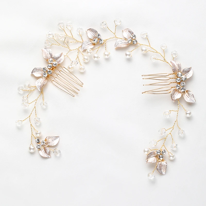 

Pearl Leaf Comb Headband Hair Accessories For Women Tiara Headband Wedding Accessories Headband on the head