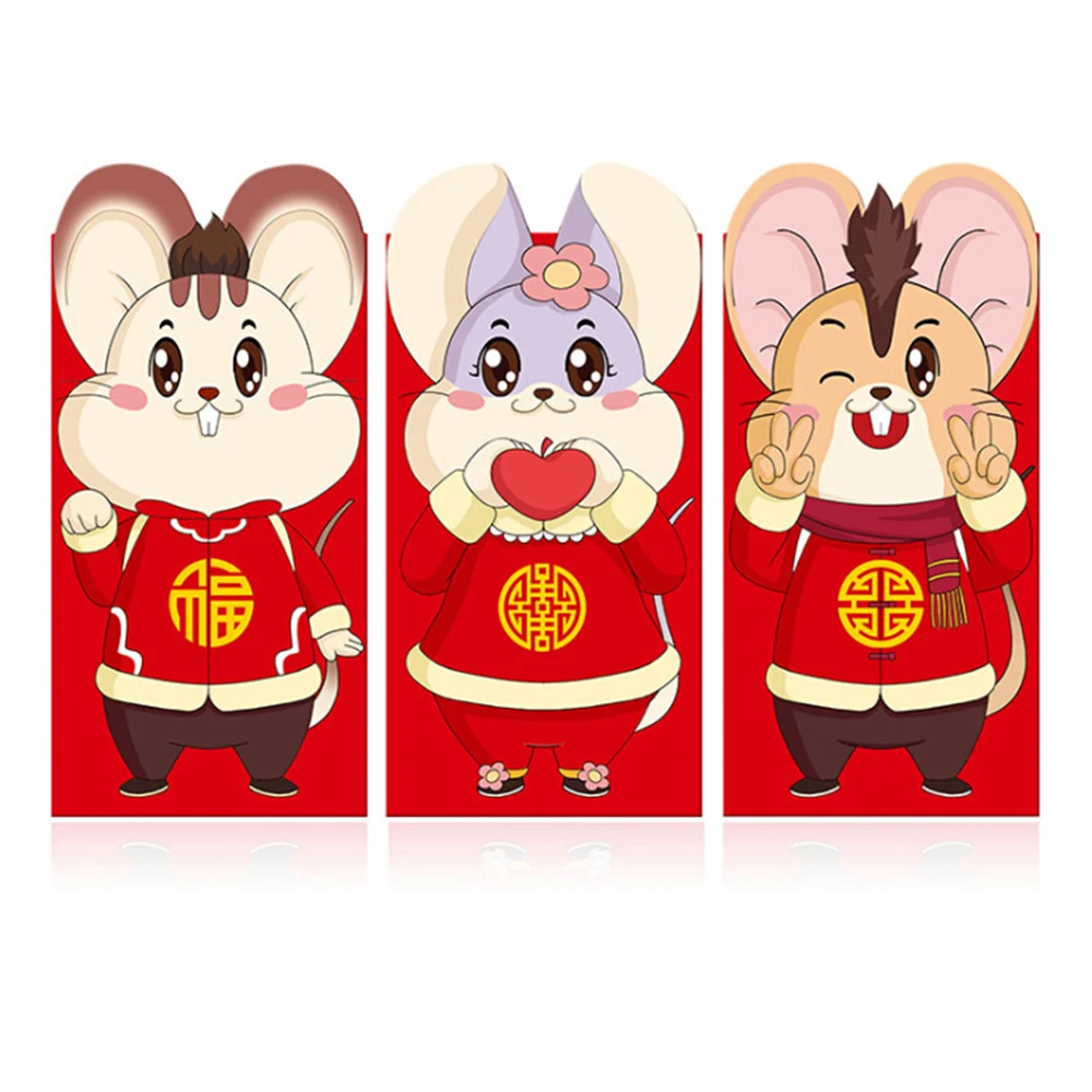 6Pcs 2020 Rat Year Amimal Red Envelope To Fill In Money Chinese Tradition Hongbao New year Gift Lucky Packets | Дом и сад
