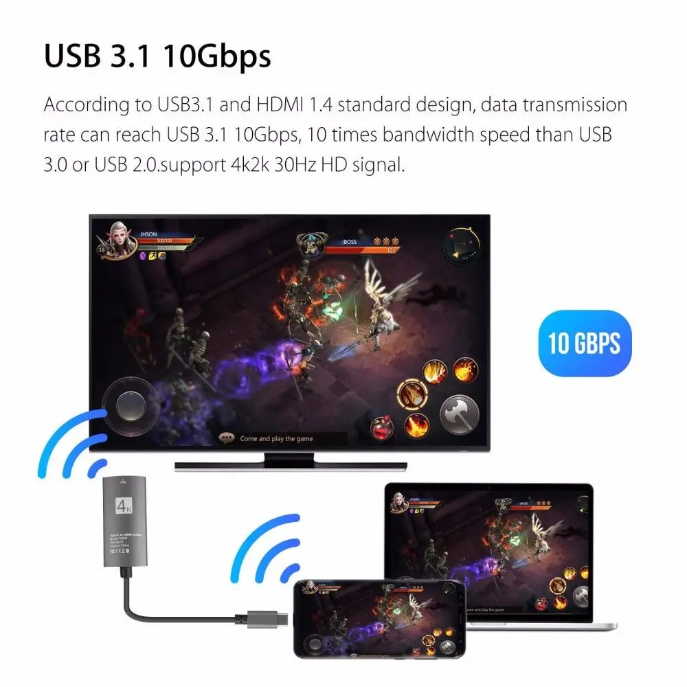 Кабель Creacube 4K USB 3 1 кабель типа C к HDMI HDTV адаптер для Lenovo ThinkPad X1 2018 MacBook Pro samsung S8 S9 NOTE8|