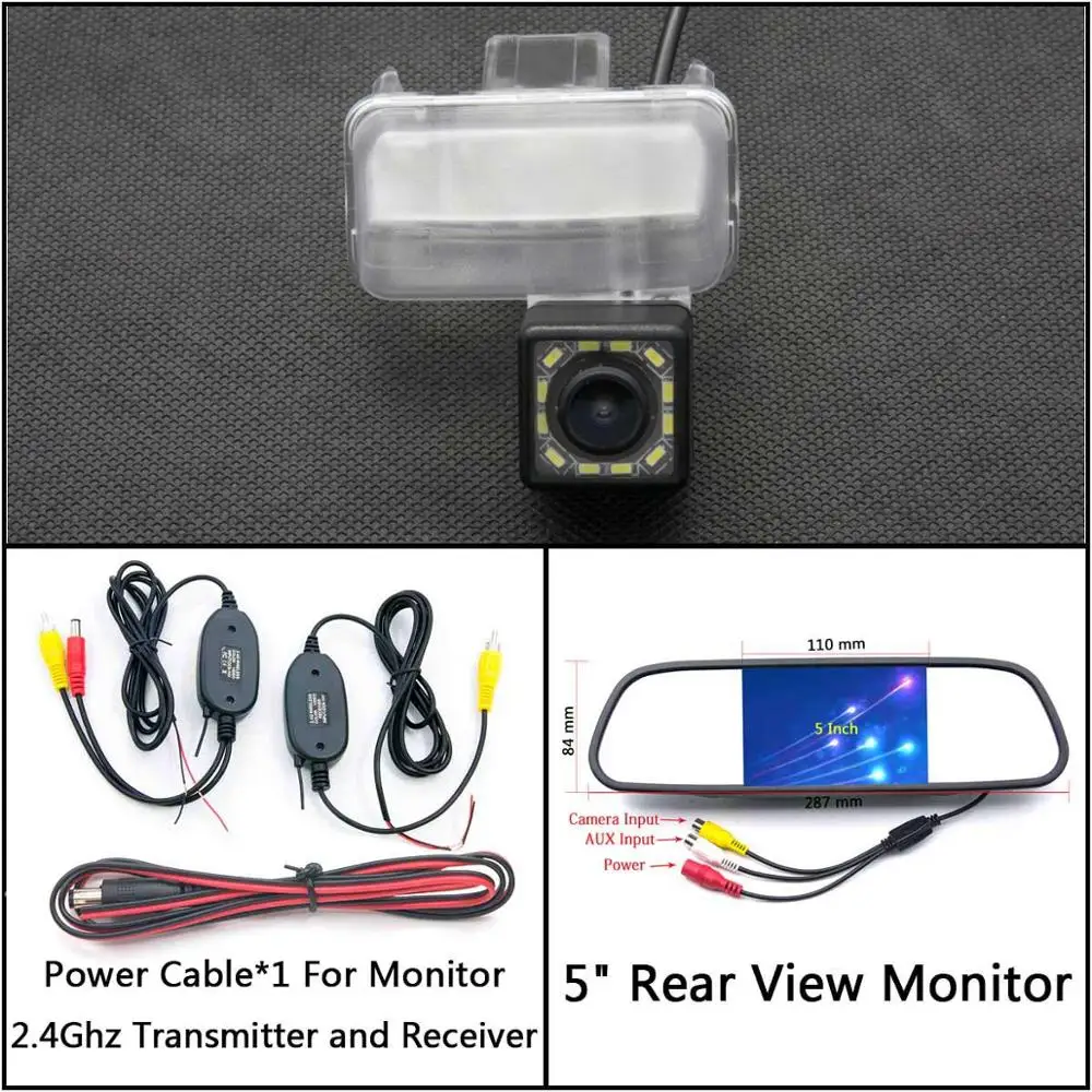 C Wireless 5 inch M 12 Светодиодный свет камера заднего вида для Toyota Fortuner Auris Ascent Sport YARiS Highlander CAMRY Kluger парковочная камера заднего вида - Название цвета: C Wireless 5 inch M