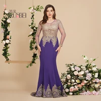 long sleeve lace appliques mermaid evening dress for wedding party illusion o neck plus size women long formal party gowns