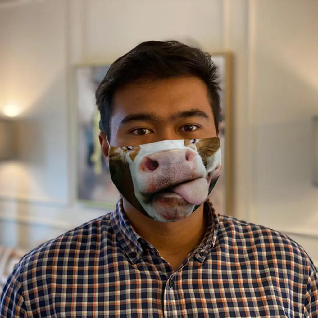 

Adult Mouth Masks + 1pcs Filter Funny Cow mouth Printed Face Masks Drop ship Outdoor Mascarillas Face Shield Masque Facial Masks