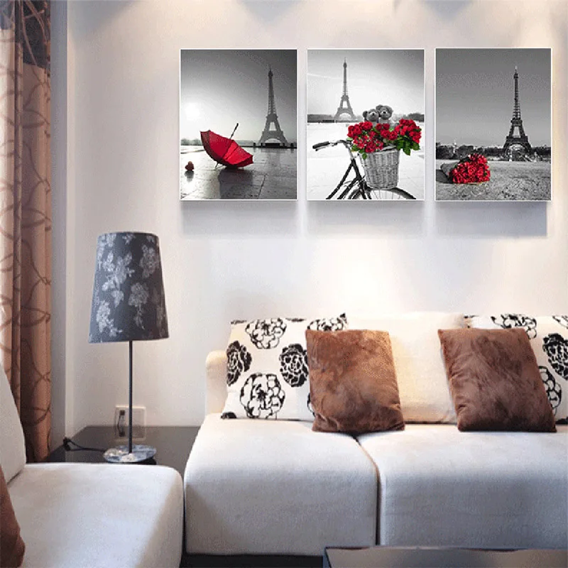 Парижская башня красная роза цветочный пейзаж плакаты и принты настенная