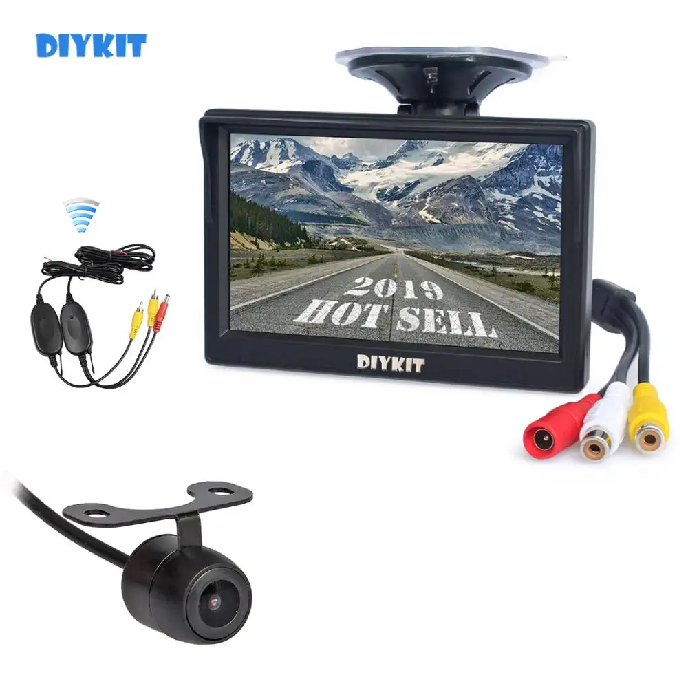 DIYKIT беспроводной " ЖК-дисплей Автомобильный монитор заднего вида+ запасная Автомобильная камера с монитором парковочная охранная сигнализация