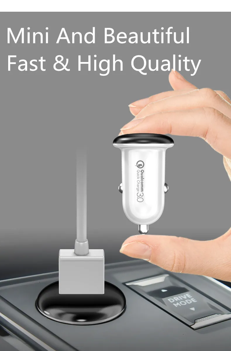 QC3.0 мини USB Автомобильное зарядное устройство для мобильного телефона планшета gps 3.1A быстрое зарядное устройство автомобильное зарядное устройство 2 порта USB автомобильный адаптер зарядного устройства для телефона в автомобиле