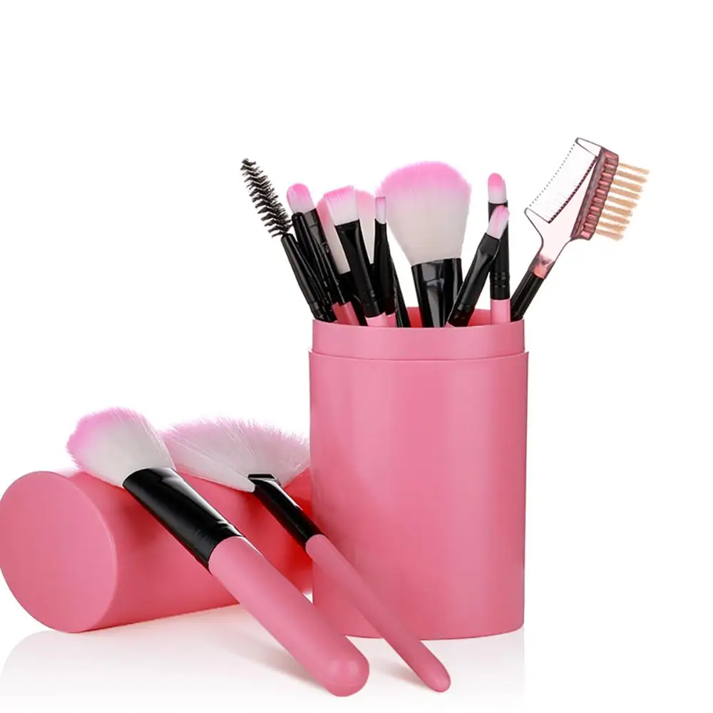 12Pcs/Set Professional Makeup Brushes Tool Eye Shadow Foundation Eyebrow Lip Brush cosmetics Leather Cup Holder Case Kit | Красота и