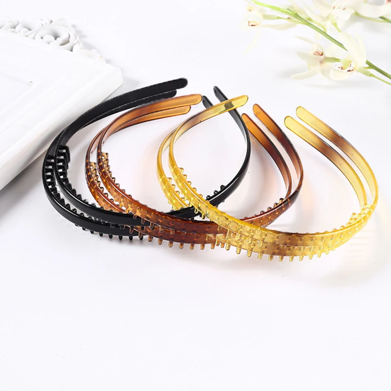 Модная Нескользящая повязка на голову унисекс простой Универсальный черный ободок с зубчиками аксессуар