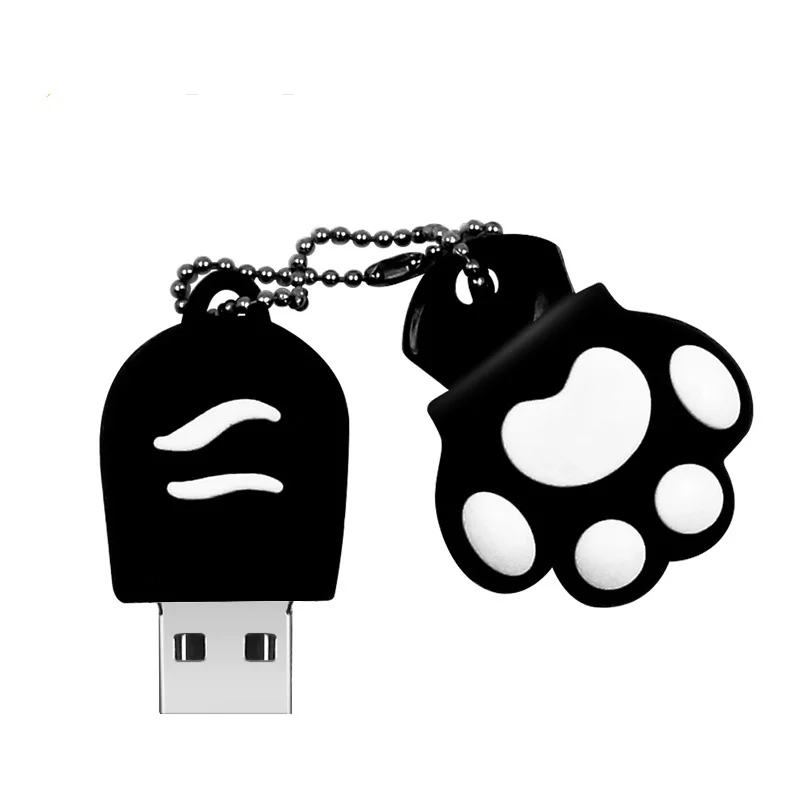 Черный Милый USB флеш-накопитель с когтями из мультфильмов, 4 ГБ, 8 ГБ, USB 2,0, 16 ГБ, флеш-накопитель, 32 ГБ, USB флеш-накопитель, 64 ГБ, 128 ГБ, с брелоком - Цвет: Черный