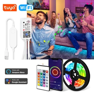 Светодиодная лента Tuya Smart WiFi, RGB 5050, гибкая Диодная лента, голосовое управление, поддержка Alexa, Google Assistant
