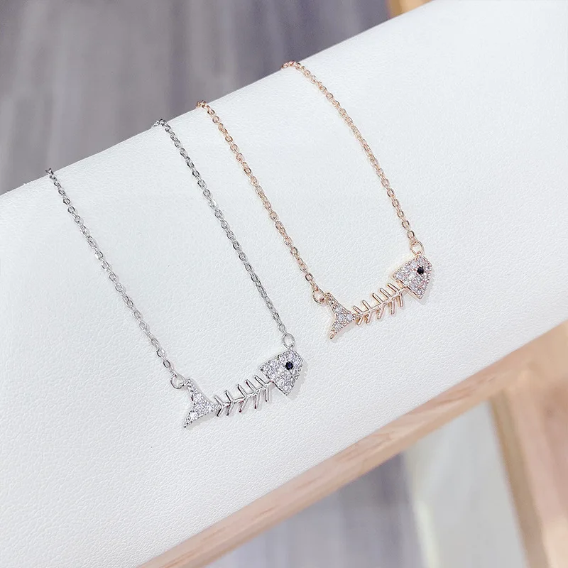 

Fashion Personality Temperament Fishbone Necklace Women's Japanese and Korean New Fashion Bone Clavicle Chain Necklace Wholesale