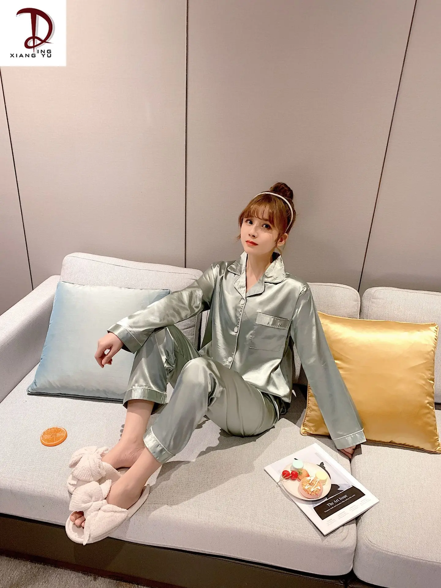 Весна и Осень шелковые пижамы Женское шерстяное пальто с длинными рукавами для