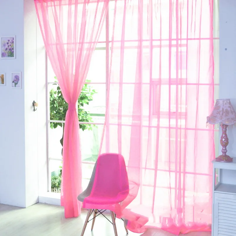 2 шт. однотонные тюлевые шторы дверь окно занавеска драпированная панель