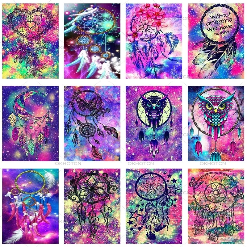 

Diy Dreamcatcher Full Square Drill Diamond Painting Colorful Handmade Cross Stitch Kits Embroidery Mosaic Home Room Wall Decor