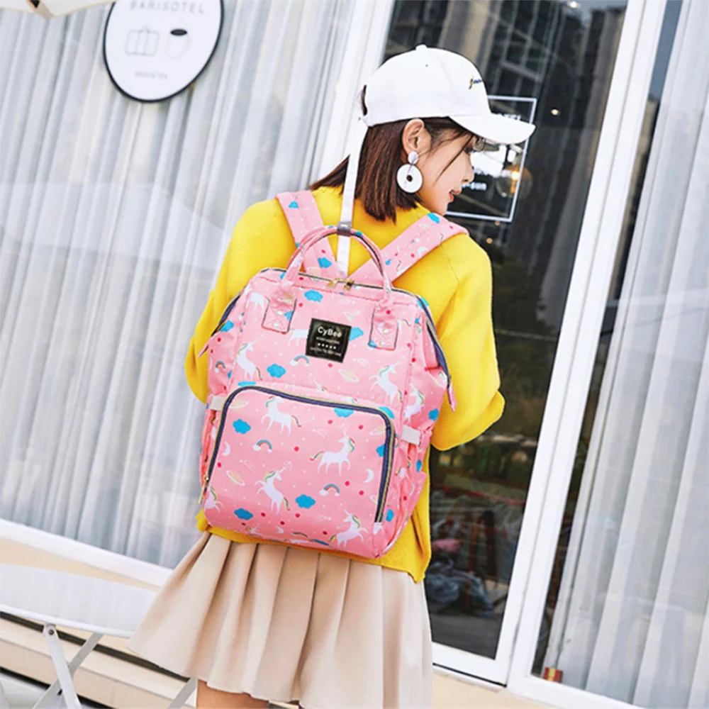 Waterproof Diaper Bag Backpack Luiertas Multi-Function Large Capacity Travel Backpack Nappy Bag Unicorn Print Baby Bag for Mommy