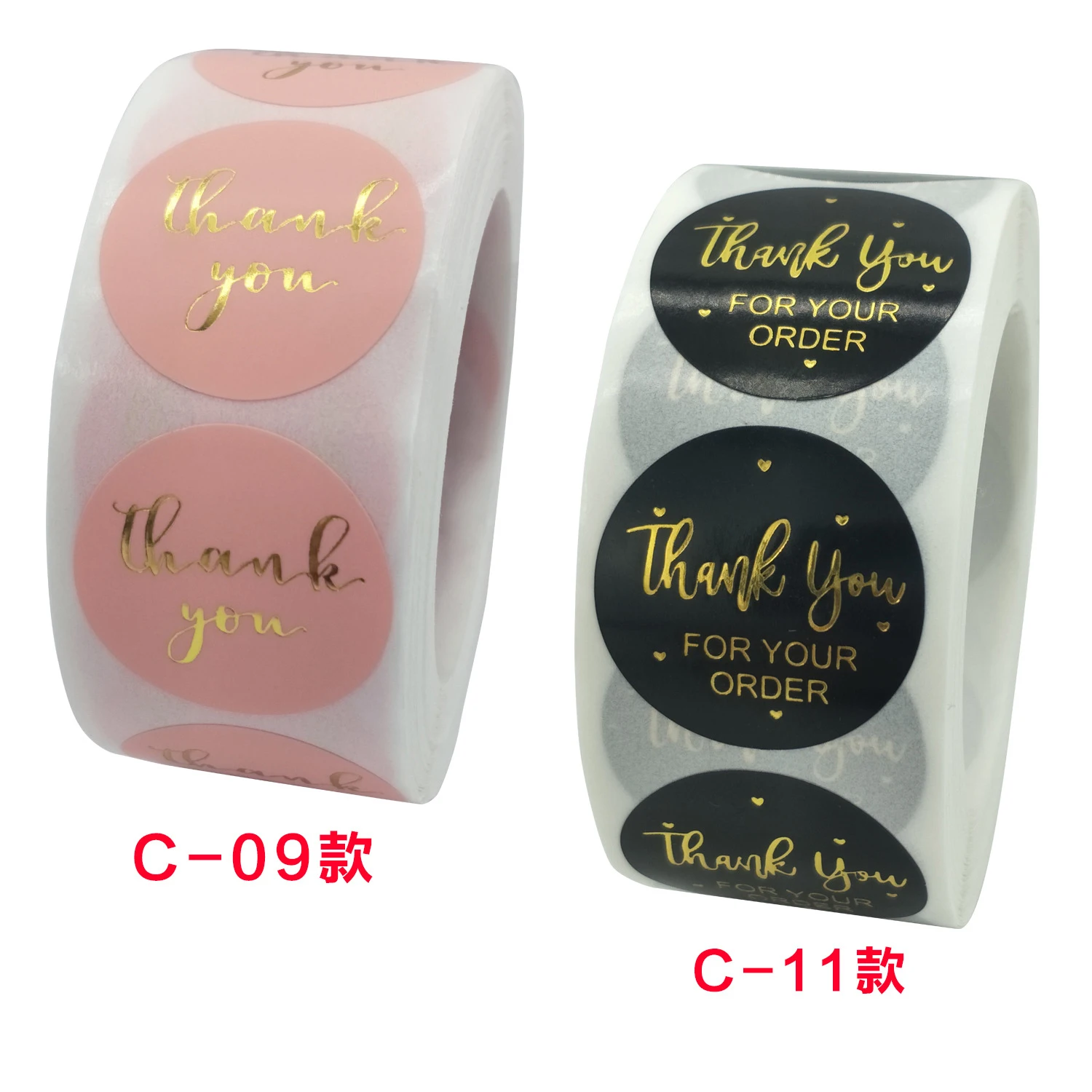 

500Pcs Pink Black Hot Stamping Thank You Sticker Seal Stickers Self-Adhesive Film Envelope Gift Wedding Decoration