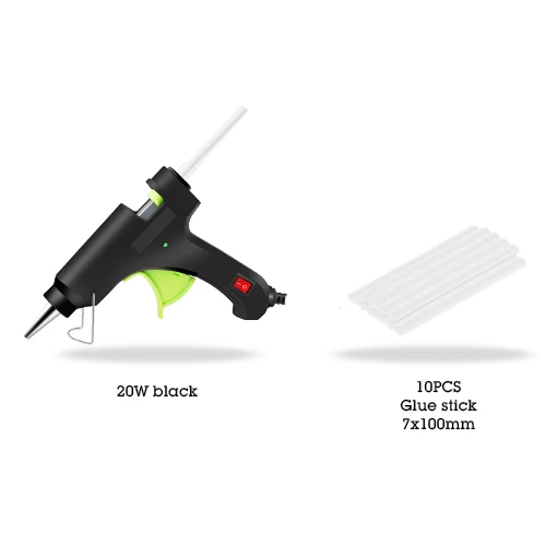 20W 10pcs Горячего расплава клея пушка электрическая тепловая температурный инструмент профессиональный инструмент для склеивания высокотемпературная с клеевым стержнем 7/11 мм - Цвет: 20W 10pcs
