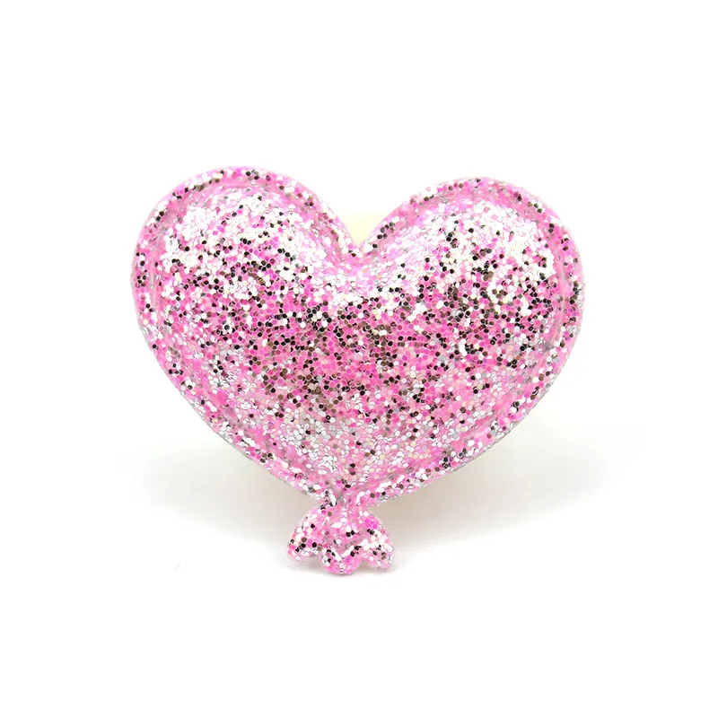

40pcs 4*3.5cm Glitter Sequin Fabric Heart Padded Patches Appliques for DIY Kids Hat Clothing Headwear Hair Clip Accessories