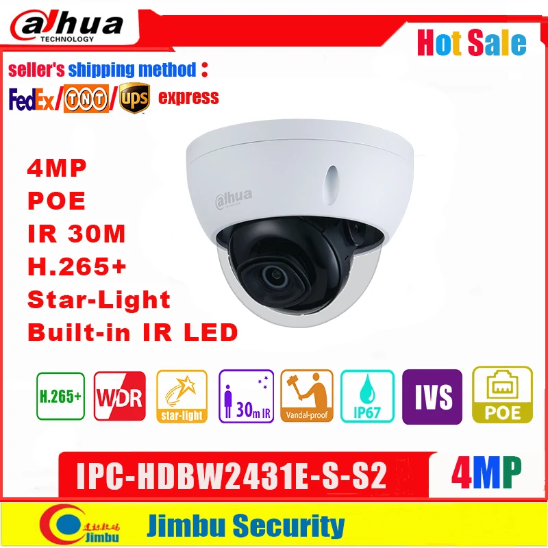Оригинальная Мини купольная IP-камера Dahua фотовспышка 4 МП POE IR30M встроенная