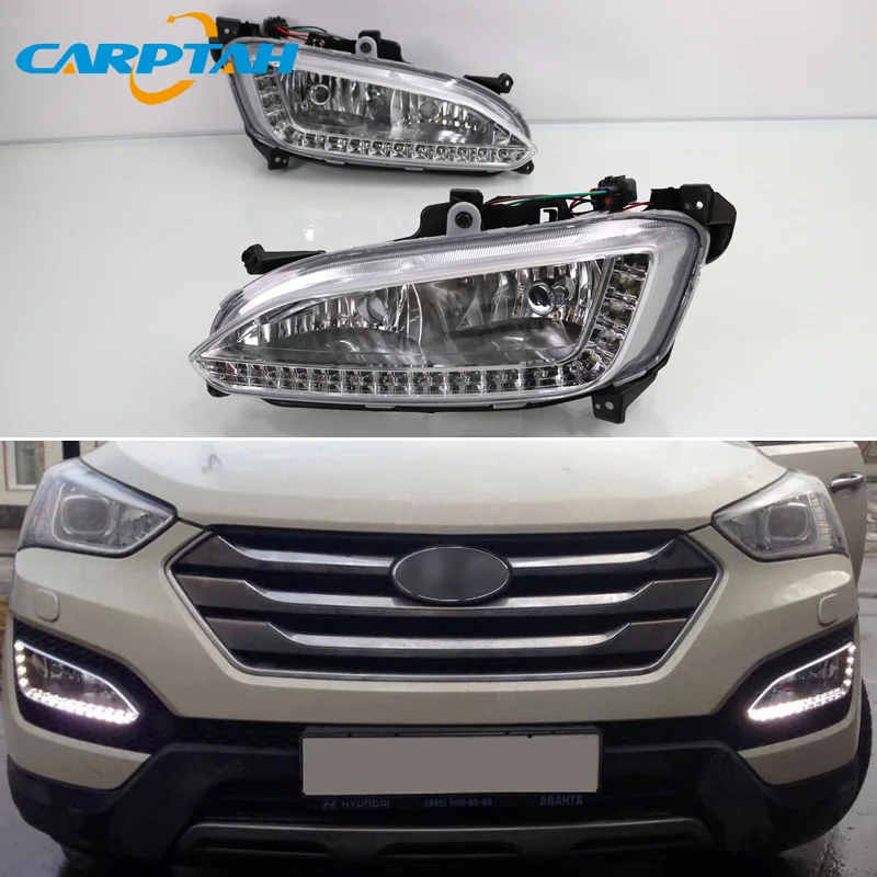 Светодиодный дневной светильник для Hyundai Santa Fe IX45 2013-2015 Plug &amp Play Водонепроницаемый