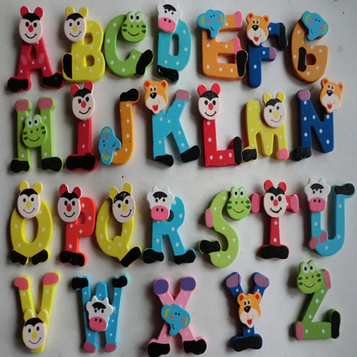 

New 26pcs Wooden Cartoon Alphabet Magnets Child Educational Toy Creative Parent-child Interactive Early Education Toys