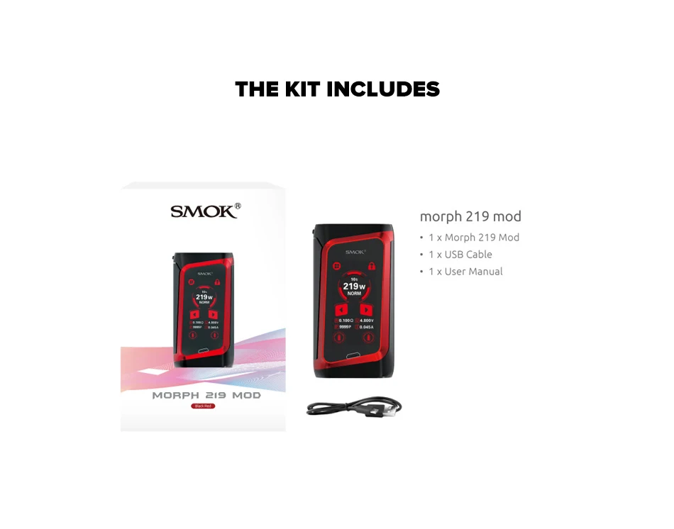 SMOK Morph 219 мод 219 Вт TC бокс мод 0,001 s Скорость Стрельбы большой экран SMOK мод подходит 9 мл SMOK TFV16 танк