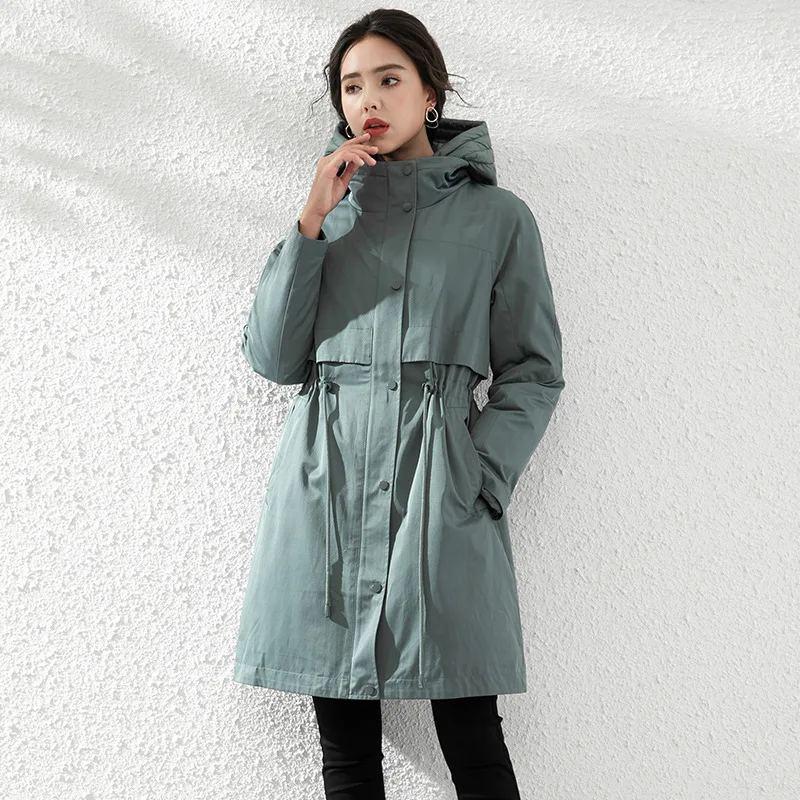 

Parka down jacket women's winter temperament hooded drawstring slim fitting inner windbreaker fashion two piece set