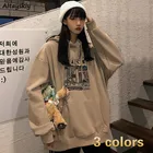 Женские толстовки с капюшоном и принтом, утепленные, бархатные, унисекс, парные пуловеры, толстовки, уличная одежда в стиле хип-хоп, универсальные, оверсайз